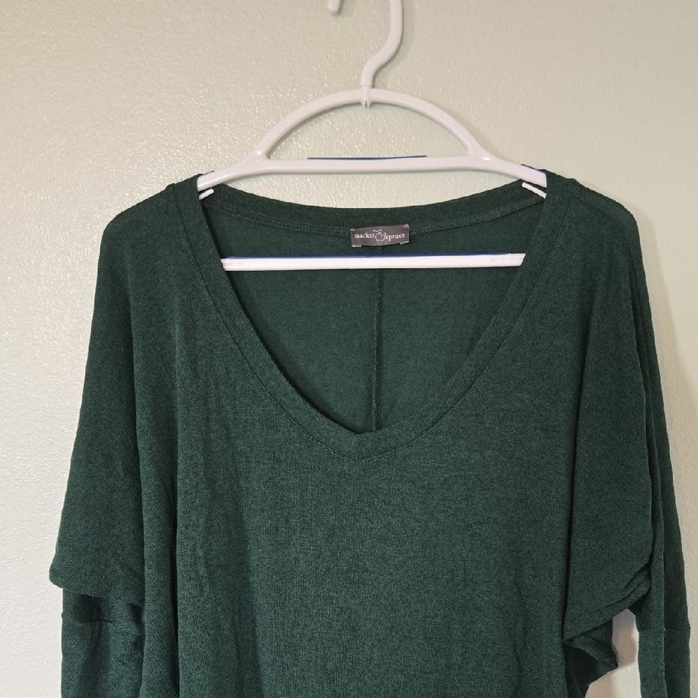 Market & Spruce | Dark Hunter Green Drop Shoulder Top Size Medium